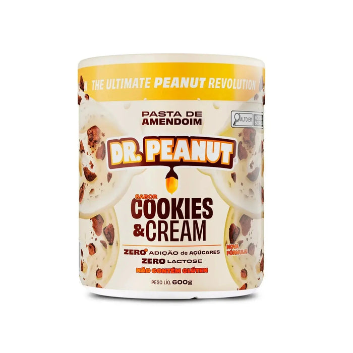 Pasta de amendoim sabor Cookies & Cream DR. PEANUT 600g 