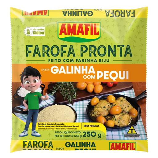 Farofa Pronta Sabor Galinha Com Pequi AMAFIL 250g 